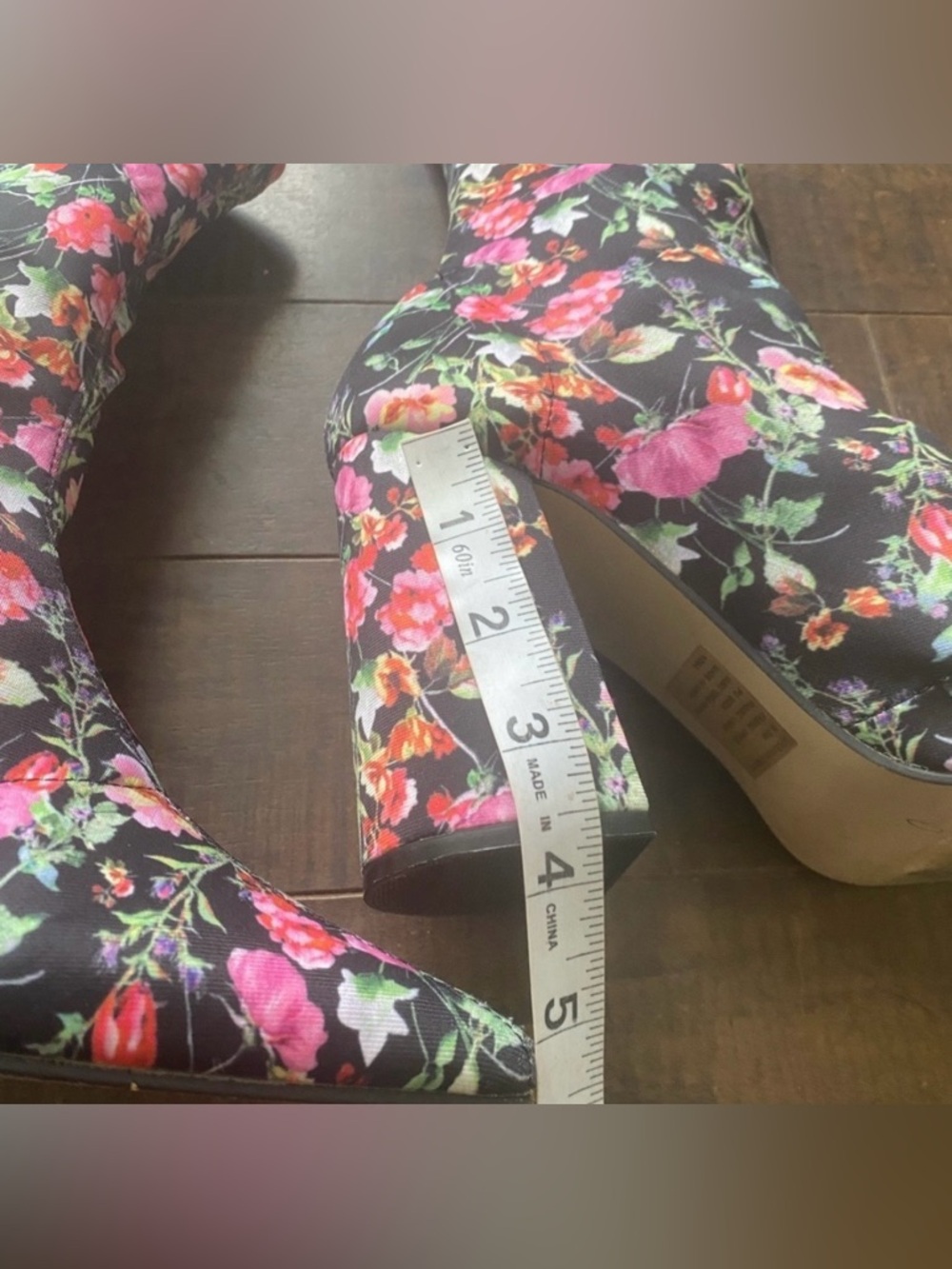 Steve Madden Lombard Floral Sock Boots Pointed Toe Block Heel 9 - Picture 4 of 11
